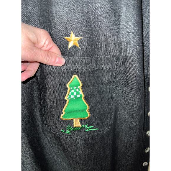 Vintage Quacker Factory Dress Womens 2X Maxi Denim Snowman Teacher Angel QVC - Picture 4 of 10